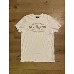 Abercrombie & Fitch Mens White Short Sleeve Embroidered Graphic Size 2XL NWOT